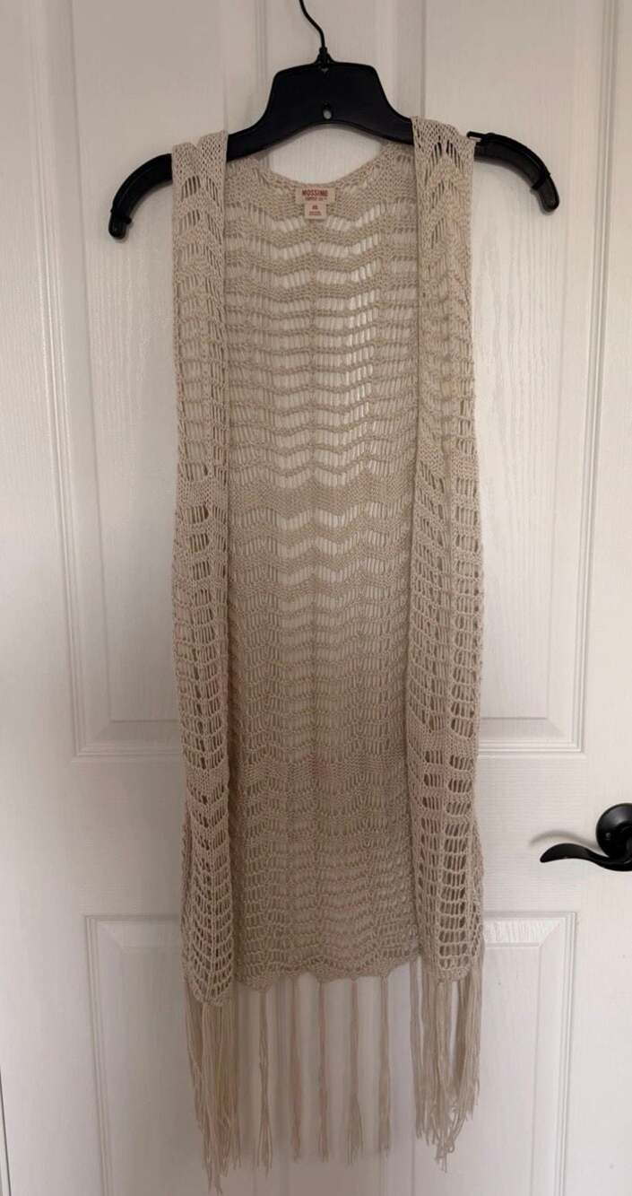 BOGO Mossimo Supply Co. Boho Crochet Knit Fringe Long Vest Cardigan